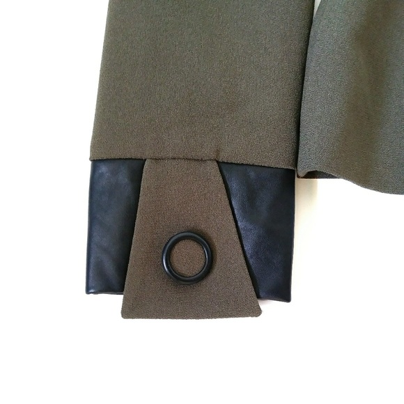 SOLD!!  ZELDA Military Blazer Jacket Leather Olive - Picture 6 of 7